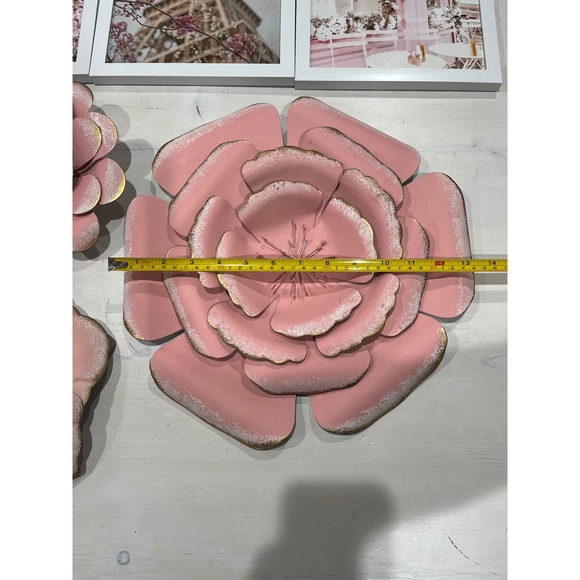 Metal Flower Wall Dorm Decor Set Pink Accent Floral Art Home‎ Decoration - Picture 2 of 5